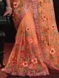 Astonishing Orange Sequins Net Engagements Wear Saree With Blouse
