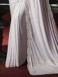 Exceptional White Crystal Work Net Designer Saree With Blouse