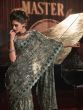 Awesome Sage Green Sequins Net Reception Wear Saree