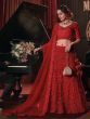 Beautiful Red Flower Applique Work Net Wedding Wear Lehenga Choli