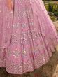 Marvelous Light Pink Mirror Work Organza Wedding Wear Lehenga Choli