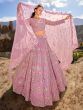 Marvelous Light Pink Mirror Work Organza Wedding Wear Lehenga Choli