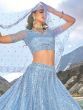 Fabulous Sky-Blue Sequins Net Designer Lehenga With Dupatta
