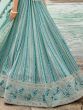Astonishing Sky-Blue Thread Work Georgette Bridesmaid Lehenga Choli