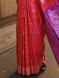 Incredible Pink Silk Zari Weaving Engagement Wear Saree With Blouse