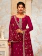 Exquisite Rani Pink Embroidered Georgette Events Wear Palazzo Suit