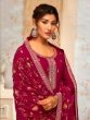Exquisite Rani Pink Embroidered Georgette Events Wear Palazzo Suit
