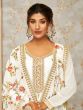 Trendy White Embroidered Georgette Wedding Wear Palazzo Suit