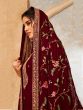 Lavish Maroon Embroidered Georgette Reception Wear Palazzo Suit