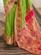 Magnetic Light Green Silk Zari Weaving Festive Wear Saree With Blouse