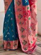 Amazing Blue Silk Zari Weaving Engagement Wear Saree With Blouse