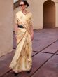 Attractive Beige Zari Weaving Satin Festive Wear Saree With Blouse
