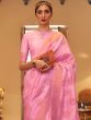 Excellent Pink Zari Woven Silk Engagement Wear Saree With Blouse