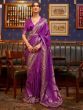 Stunning Purple Zari Weaving Satin Festive Wear Saree With Blouse