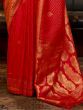 Gorgeous Red Zari Weaving Satin Engagement Wear Saree With Blouse