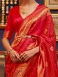 Gorgeous Red Zari Weaving Satin Engagement Wear Saree With Blouse