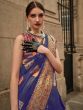 Exquisite Blue Zari Weaving Silk Wedding Wear Saree With Blouse