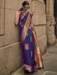Exquisite Blue Zari Weaving Silk Wedding Wear Saree With Blouse