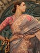 Gorgeous Dusty Brown Zari Weaving Silk Saree With Blouse
