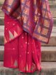 Magnificent Rani Pink Zari Weaving Silk Saree With Blouse