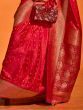 Lovely Red Zari Weaving Satin Wedding Wear Saree With Blouse