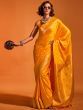 Stunning Mustard Yellow Zari Weaving Satin Saree With Blouse