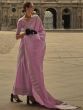 Alluring Pink Handloom Weaving Party Wear Satin Saree With Blouse