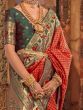 Astounding Red Zari Weaving Silk Wedding Wear Saree With Blouse