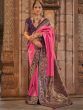 Marvelous Pink Zari Weaving Silk Wedding Wear Saree With Blouse