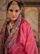 Marvelous Pink Zari Weaving Silk Wedding Wear Saree With Blouse