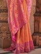 Spectacular Orange Zari Weaving Silk Festive Wear Saree With Blouse
