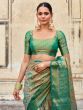 Alluring Green Zari Weaving Silk Festive Wear Saree With Blouse