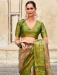 Engaging Green Zari Weaving Silk Mehendi Wear Saree With Blouse