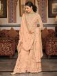 Magnificent Peach Sequins Georgette Sharara Suit With Dupatta