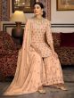 Magnificent Peach Sequins Georgette Sharara Suit With Dupatta