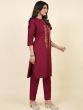 Tantalizing Marron Embroidered Silk Festive Wear Pant Suit