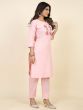 Wonderful Light Pink Embroidered Silk Traditional Pant Suit