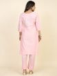 Wonderful Light Pink Embroidered Silk Traditional Pant Suit