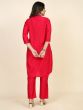 Captivating Red Embroidered Silk Occasion Wear Pant Suit