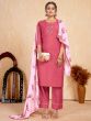 Stunning Dusty Pink Embroidered Silk Festival Wear Pant Suit