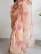 Glorious Beige Floral Printed Organza Festive Wear Saree With Blouse