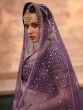 Wonderful Purple Sequins Velvet Bridal Lehenga Choli With Dupatta