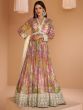 Enchanting Multi-Color Floral Print Georgette Events Wear Gown