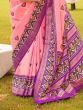 Lovely Pink Patola Printed Silk Ceremonial Wear Saree With Blouse