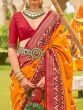 Incredible Orange Patola Printed Silk Sangeet Wear Saree With Blouse