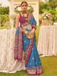 Enchanting Blue Patola Printed Silk Function Wear Saree With Blouse