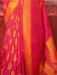 Enchanting Pink Woven Silk Wedding Wear Saree With Blouse
