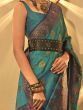 Tantalizing Teal Green Woven Silk Reception Wear Saree With Blouse