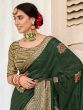 Bewitching Green Embroidered Cotton Reception Wear Saree With Blouse 