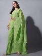Gorgeous Light Green Chinon Crushed Saree With Embroidered Blouse